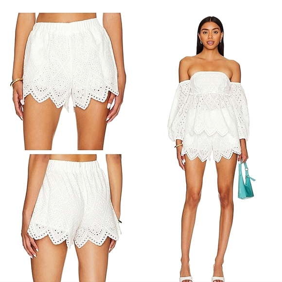 MISA Los Angeles Soleil Shorts in White Eyelet. Size XS NWT - Picture 1 of 3